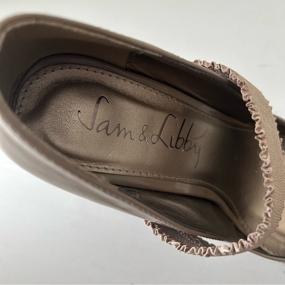 Sam & Libby Mary Jane Platform Heels Nude Beige Patent Faux Leather Size 8 - Picture 15 of 16